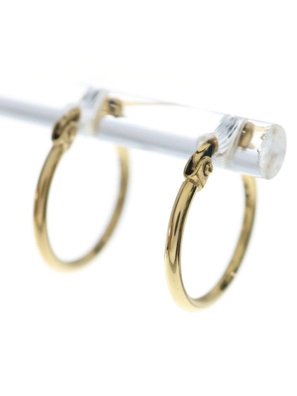 Celine Logo Stamp Hoop Earrings Gold